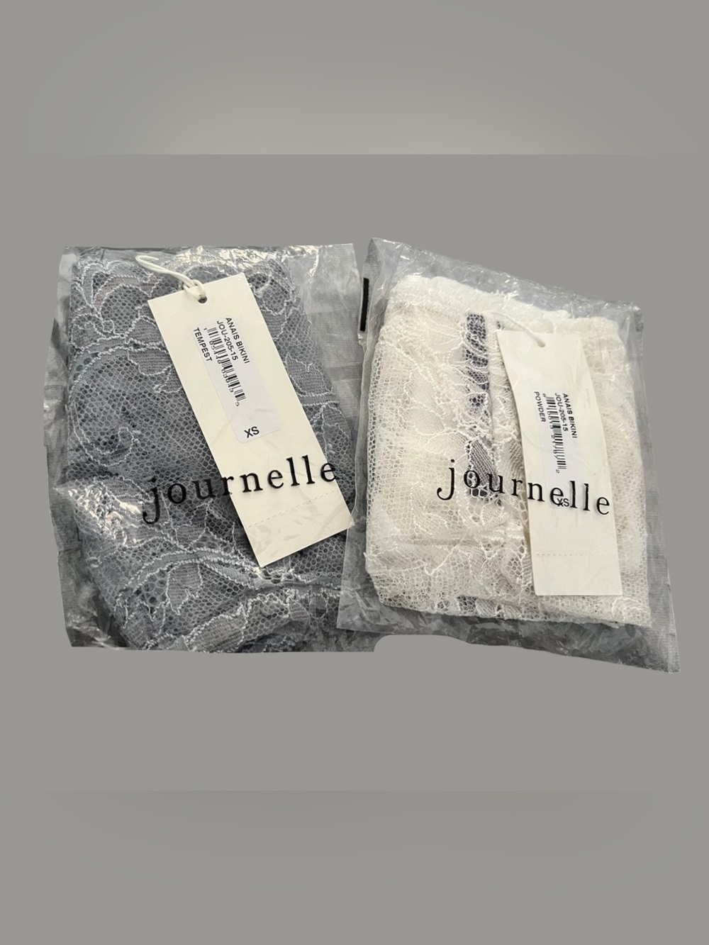 JOURNELLE 2 ANAIS NEW Women's Lace PANTY BIKINI SEXY White and Gray Xs